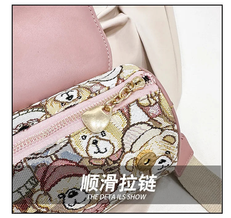 Casual Crossbody Bag Bear Pattern Stylish and Playful Handbags Women Bags Shoulder Hand Bags for Women Purses and Handbags ﻿