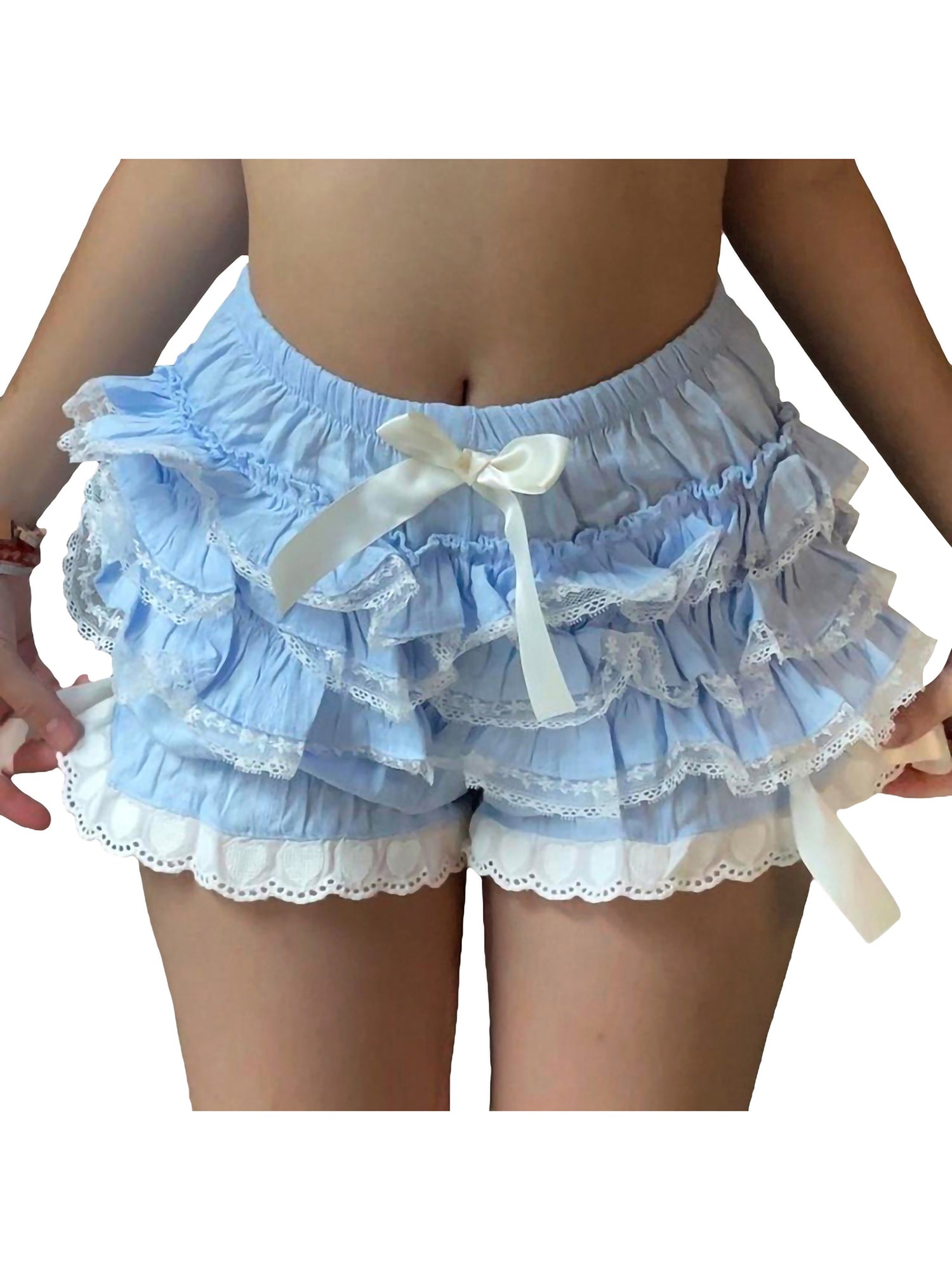 Womens Ruffle Lace Panties Underwear Layered Pumpkin Pants Shorts Cute Lolita Bloomers Frilly Pettipants Going Out - reetell