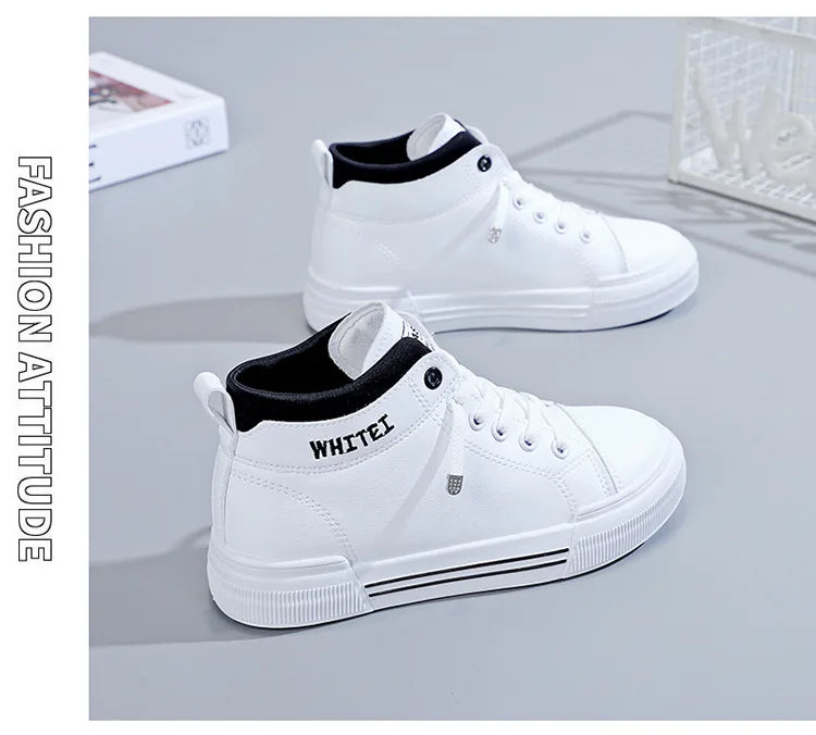 Women's Fashion High-top Breathable Sneakers 2023 Trend White Flat Casual Sports Designer Running Shoes for Woman Tennis Ladies - reetell