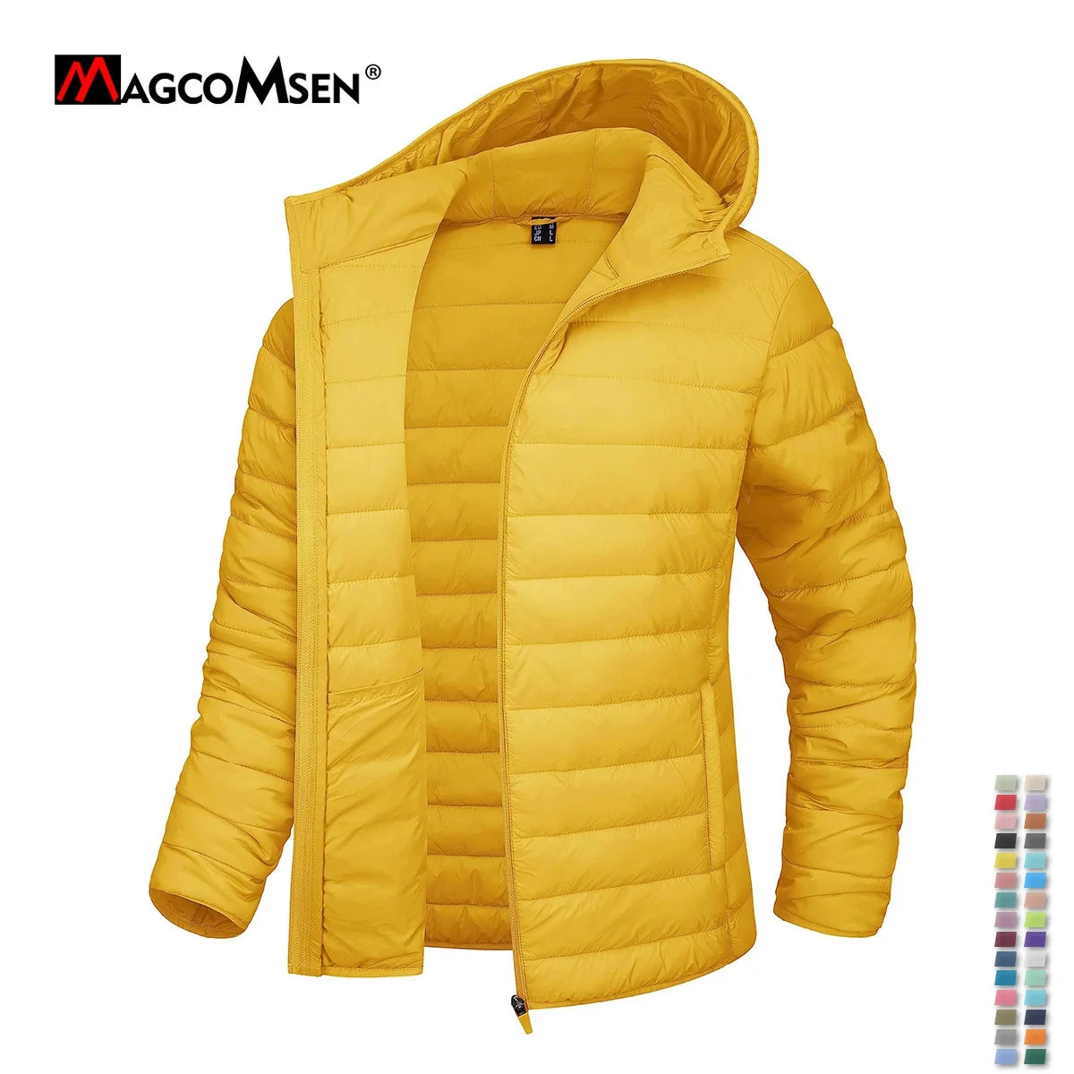 MAGCOMSEN Women‘s Lightweight Hooded Puffer Jacket Full Zip Windbreaker Waterproof Quilted Down Coat Winter Warm Outerwear