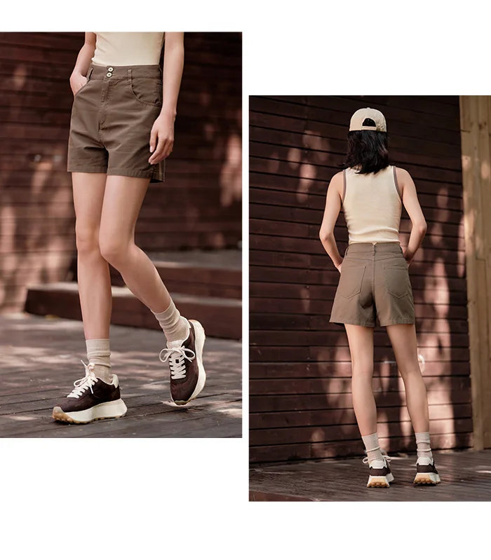 Semir Casual Trousers Women High Waisted Open Show Leg Length 2024 New Summer Ins Tide Simple Basic Shorts Versatile - reetell