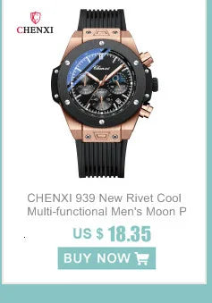 Chenxi 976 Leather Chronograph Date Men's Phase Of The Moon Timing Business Luminous Quartz Watch Relojes para hombres