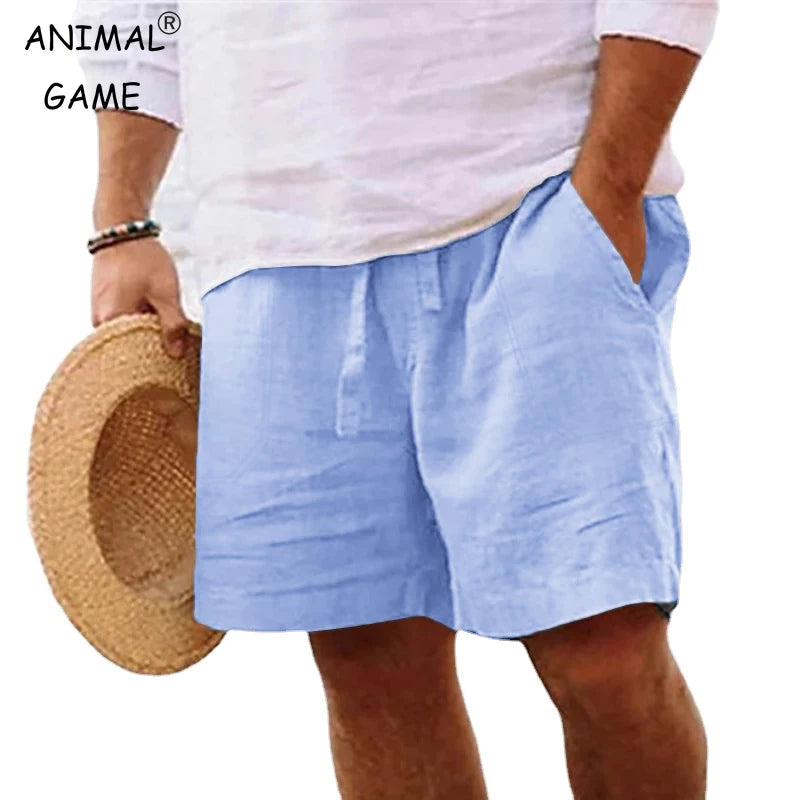 New Mens Cotton Solid Color Short Lightweight Gym Pants Linen Beach Shorts Men Jogging Sport Large Short Homme - reetell