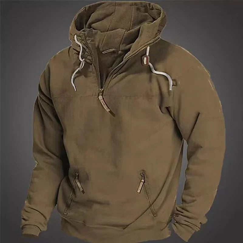 2023 Spring Autumn Mens Hooded Solid Vintage Sweatshirt Youth Sports Loose Hoodie Tracksuit Casual Sportswear Fashion Male Coat - reetell