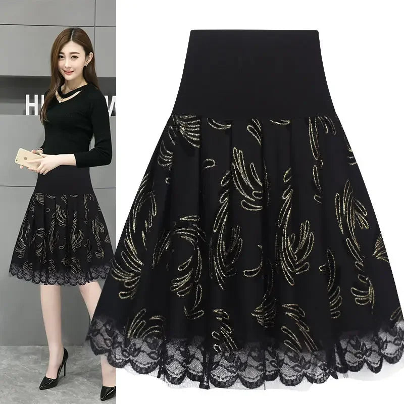 Voile Pleated A- line Short Skirt Elastic Waist Large Size Woman Skirts Mujer Faldas Saias Mulher - reetell