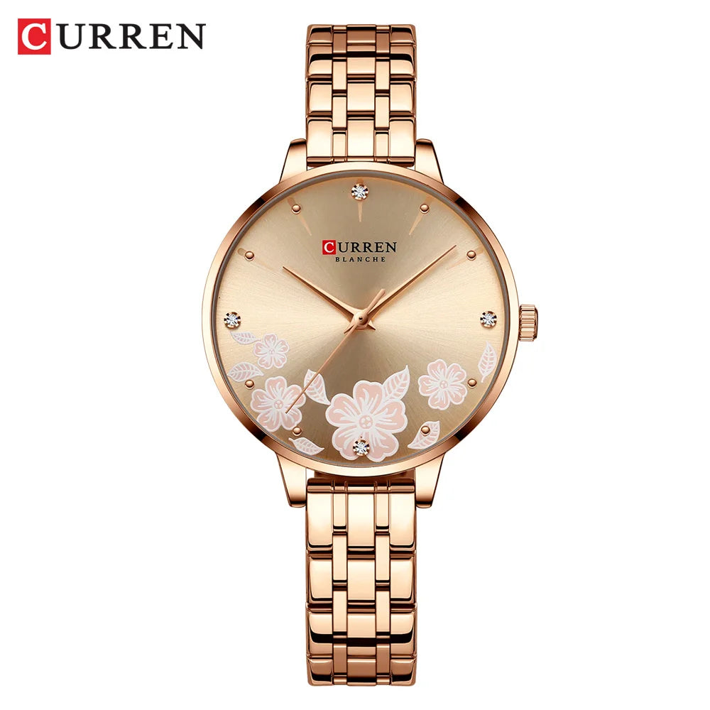 CURREN Brand Fashion Women Watches Stainless Steel Ultra Thin Quartz Watch Woman Romantic Clock Women's Watches Montre Femme