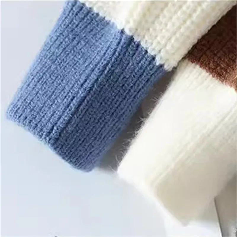 Men's Striped Sweater O-Neck Casual Knit Pullovers Fashion Long Sleeve Knitted Sweater Men Autumn Winter Warm Y2K Knitwear Tops - reetell