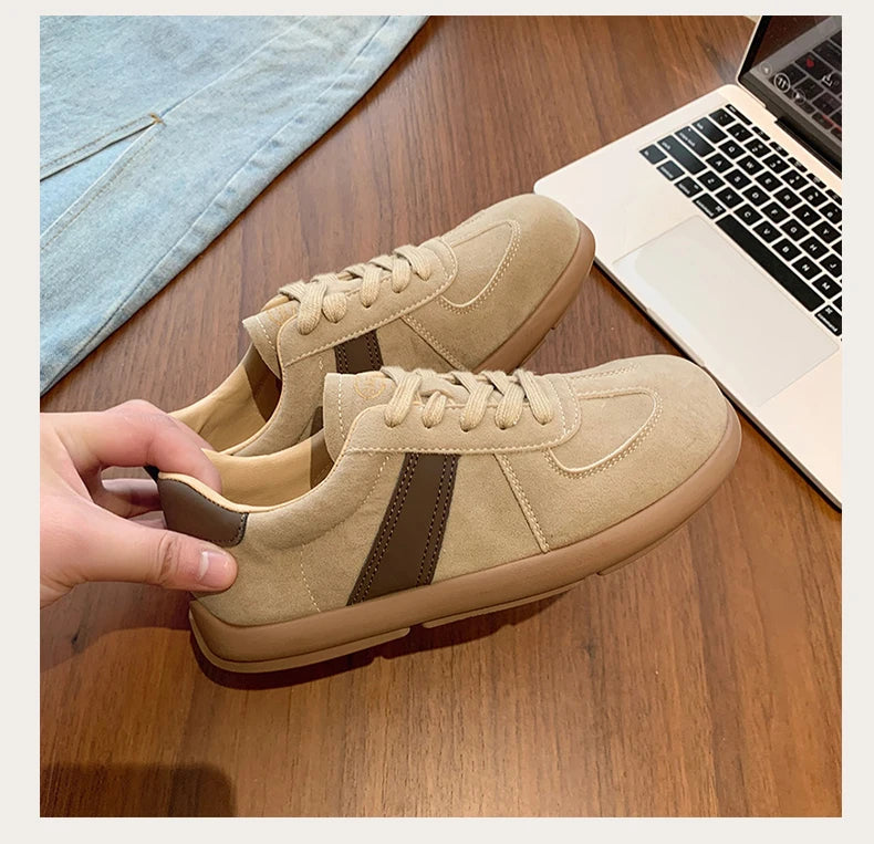 CRLAYDK 2024 Winter New Sneakers for Women Suede Fashion Sport Flat Shoes Maillard Wide Toe Casual Walking Comfortable Tennis