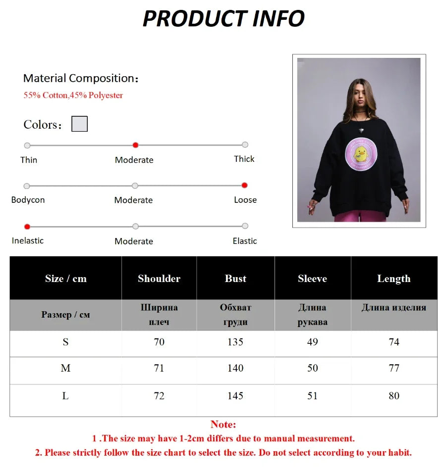 Bornladies Women's Loose Round Neck Sweatshirt Oversized Chic Printing Hoodies Casual Autumn Winter Warm Female Trendy PulloverT - reetell