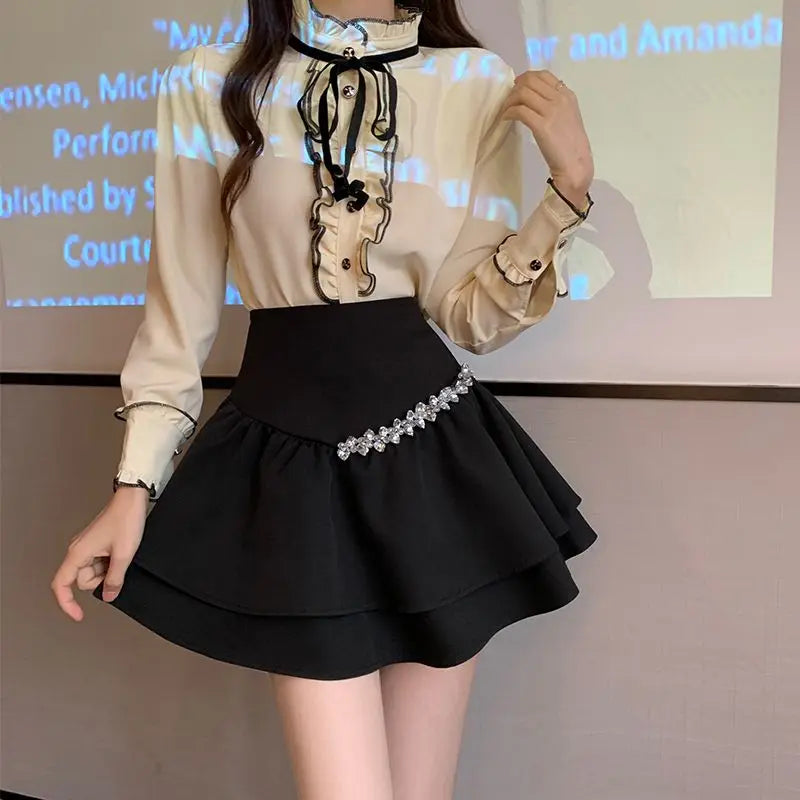 Women's Skirt Short Pleated Pleat Sexy Mini Gyaru High Waist Ruffle Skirts for Woman Chiffon Cheap Luxury Streetwear Y2k Clothes - reetell