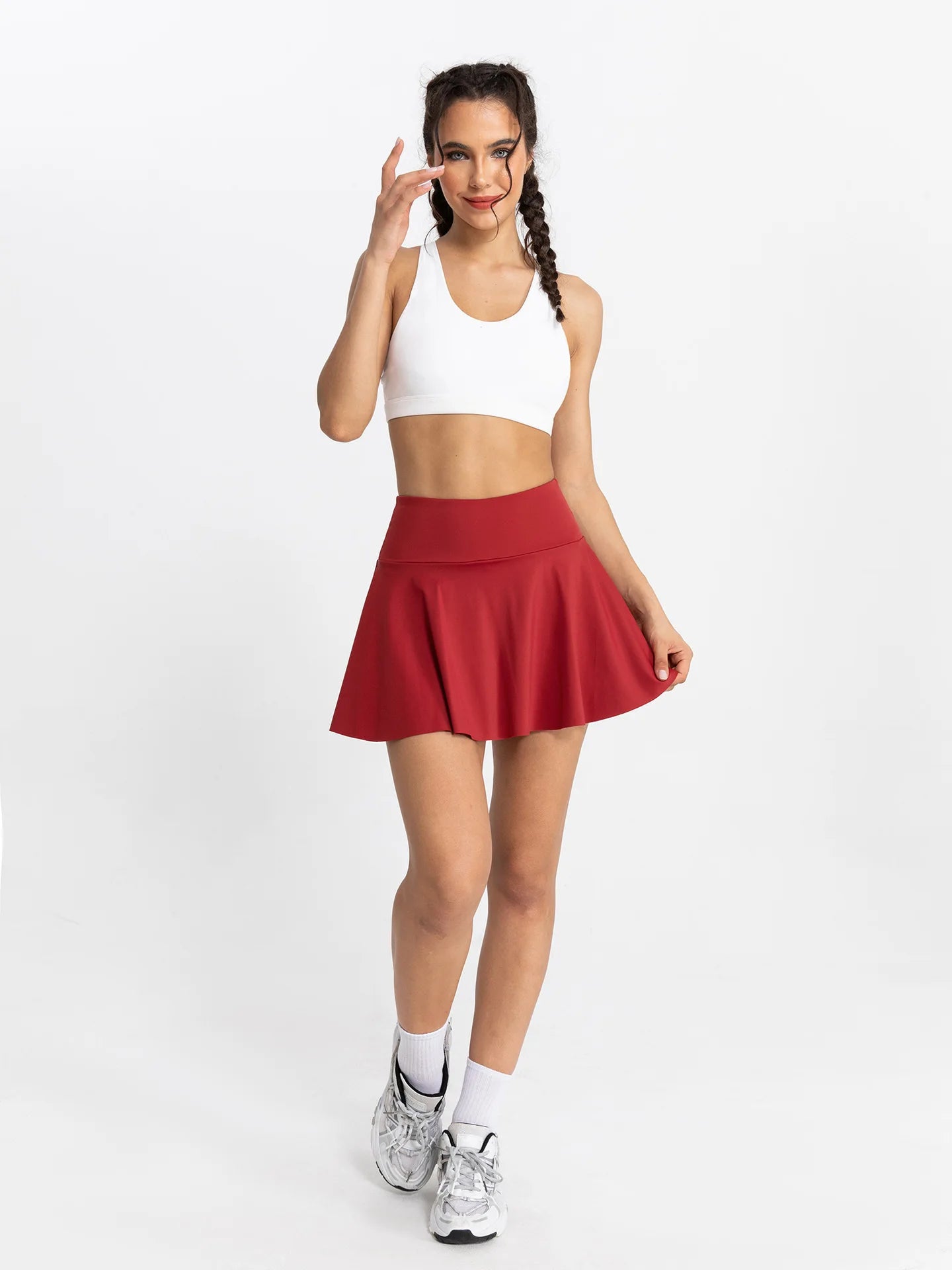 Women Tennis Skirt Sport Golf Ruffled Skirt With Shorts Fake Two Pieces Fitness Golf Wear High Waist Breathable Dance Yoga Skort - reetell