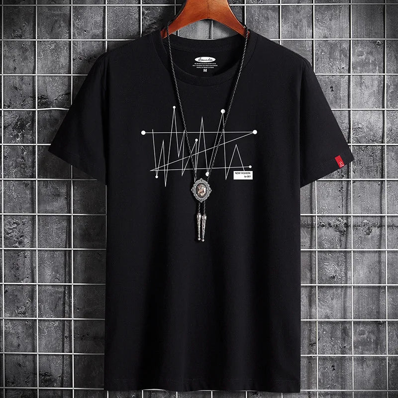 Manga Tshirt Tops Oversize Men Loose Tee 100% Cotton Fashion Goth Print Men's Short Sleeve T-shirt Summer New Male Casual Tshirt - reetell