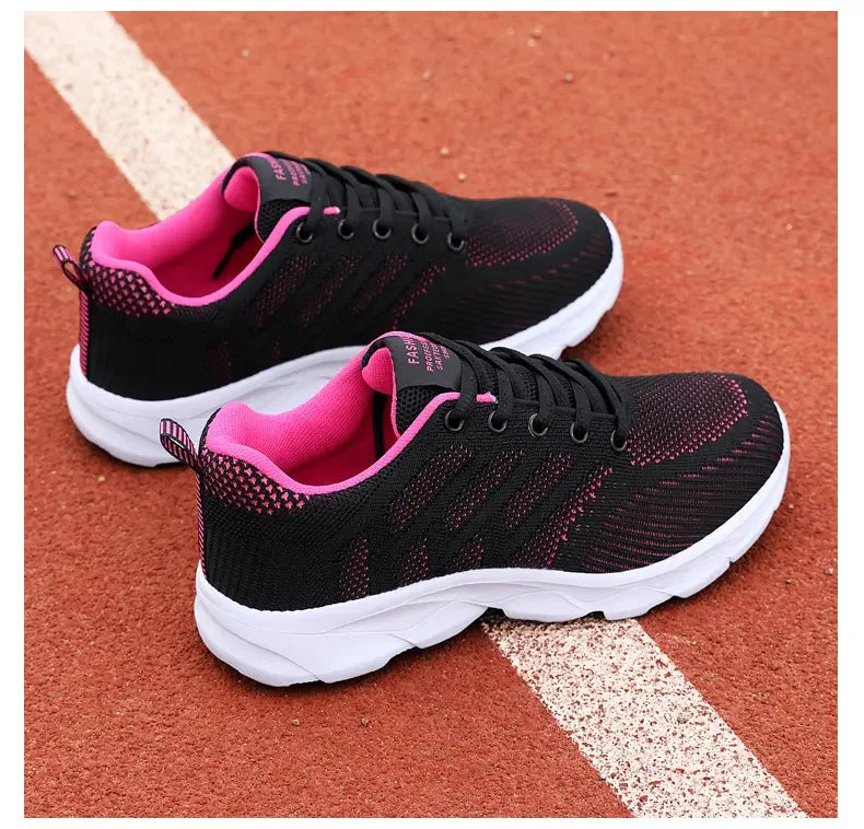 Woman Sneakers Casual Shoes 2023 New Breathable Walking Mesh Lace Up Flat Vulcanized Shoes Women Tenis Running Shoes for Women