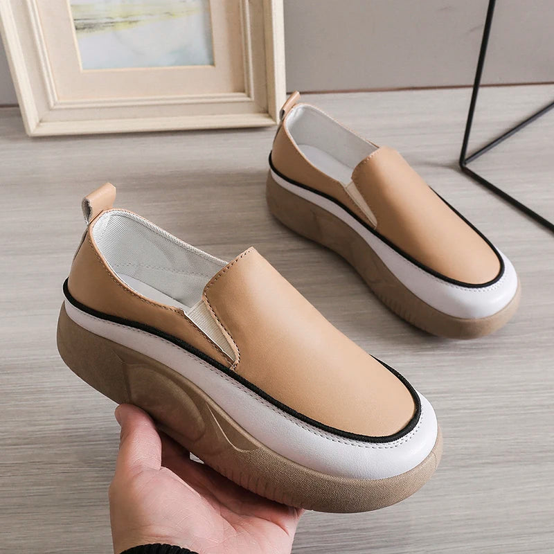 Luxury New Designer Women Fashion Loafers Breathable Slip-On Vulcanized Shoes Casual Wedge Heel Lightweight Woman Sneakers