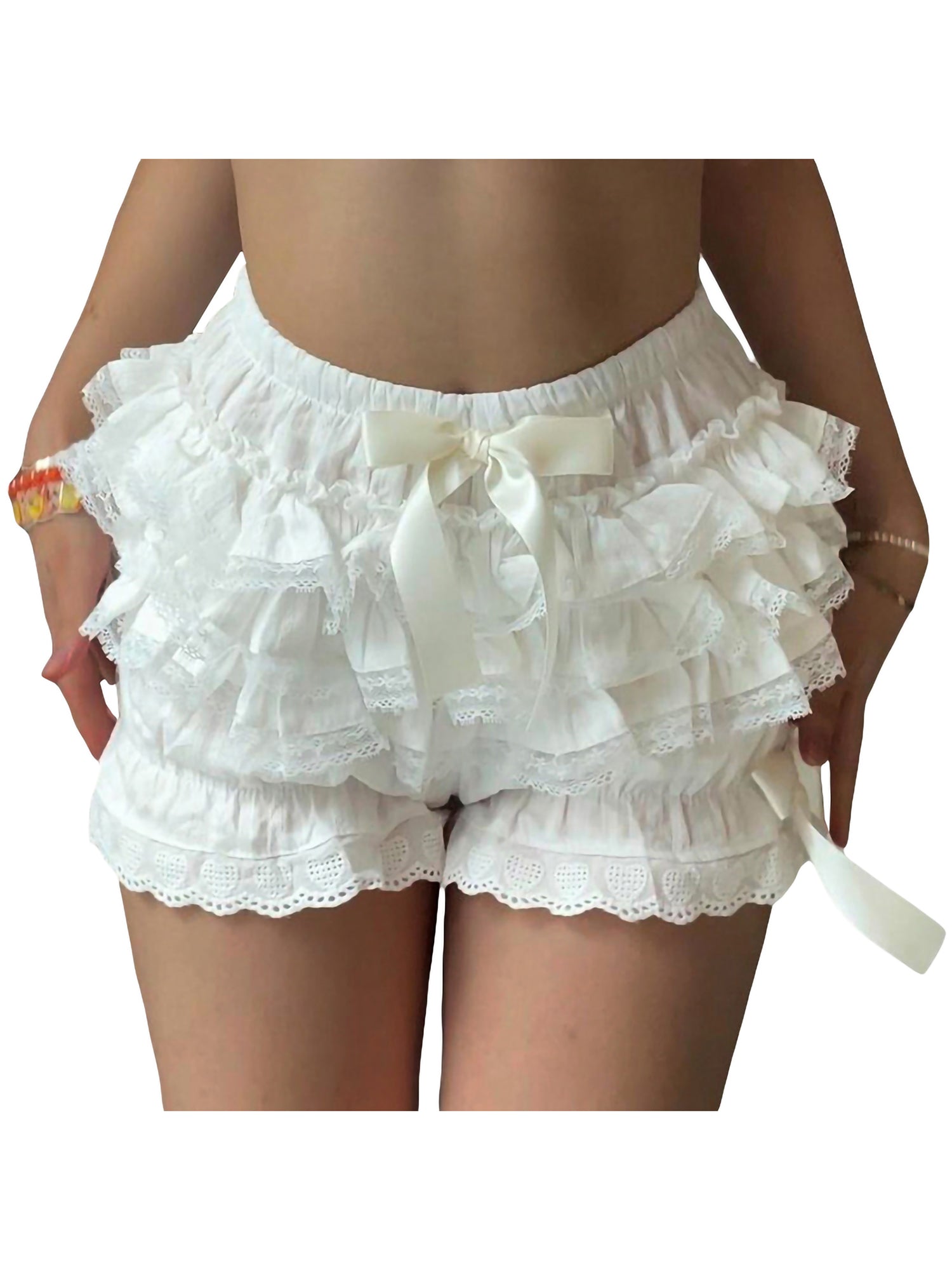 Womens Ruffle Lace Panties Underwear Layered Pumpkin Pants Shorts Cute Lolita Bloomers Frilly Pettipants Going Out - reetell