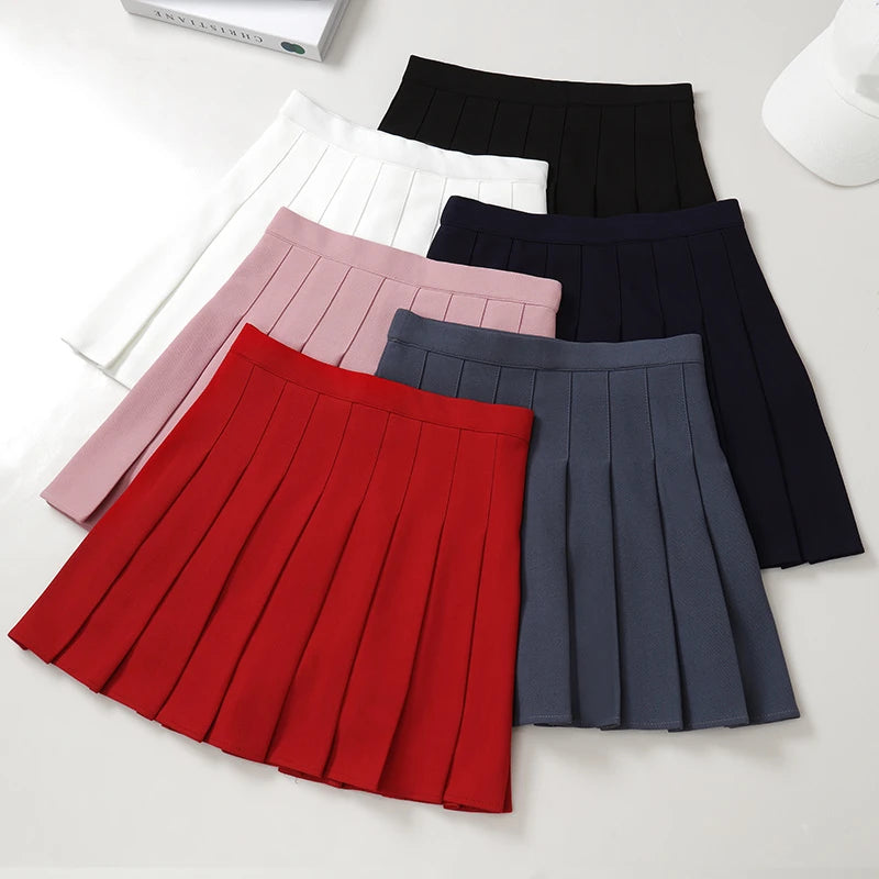 Women's Skirt Pleated Korean Style Summer Woman 2022 Fashion Clothing Pink Elastic High Waist Short White Mini Skirt For Girls - reetell