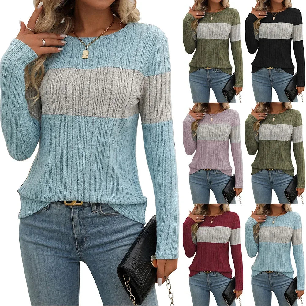 Autumn Casual Loose Striped Women's Oversize Sweater Pullovers Long Sleeve Knitwear Sweaters Woman 2024 Trend Fashion Female Top - reetell