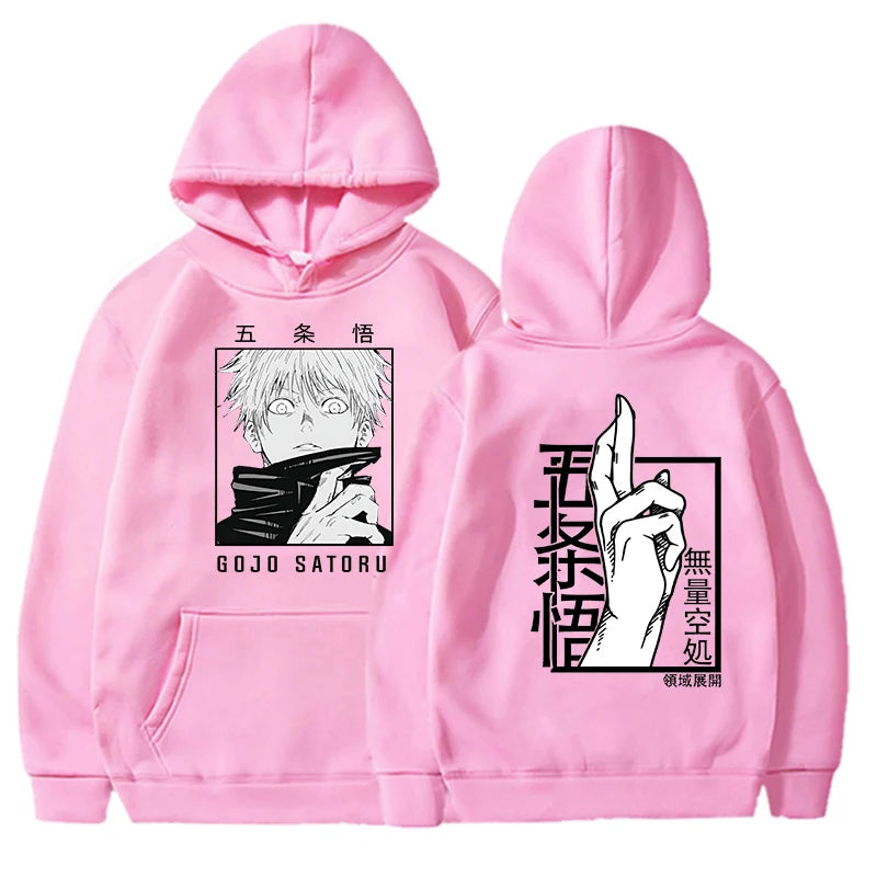 Hot Anime Gojo Satoru Printed Hoodies Pullover Unisex Hooded Sweatshirt Harajuku Streetswear Long Sleeve - reetell