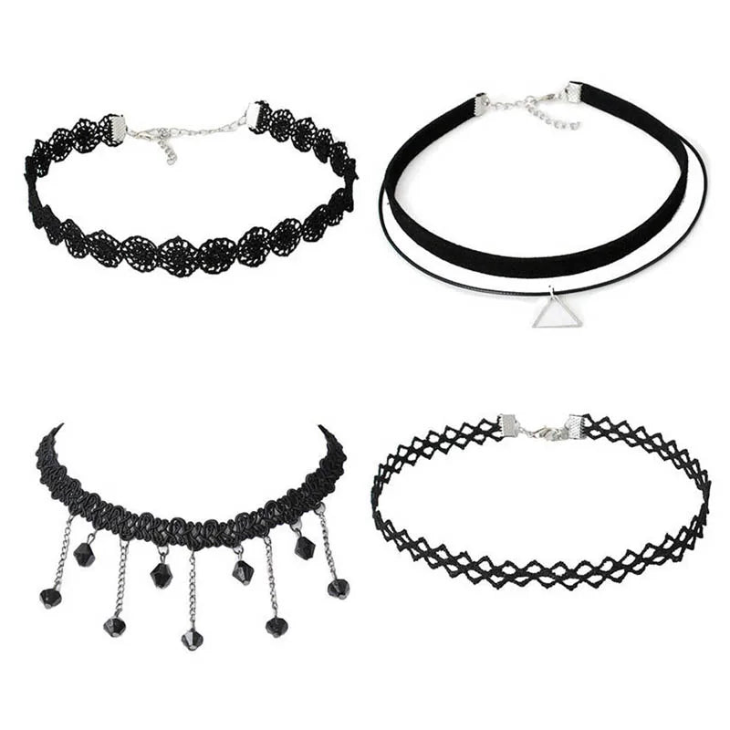 Chokers for Parties Beads Bow Flowers Circular Crown Pearl Tassels Gothic Sexy Lacy Lace Women Necklaces Neck Jewelry Girl Gift