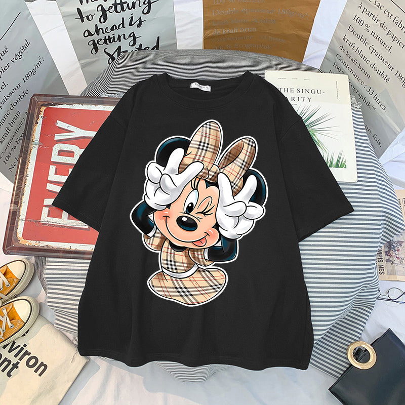 Women Tshirt Ulzzang Mickey Minnie Vintage Printed Tshirt Harajuku Streetwear Oversized Loose Casual Print Tops Y2k - reetell