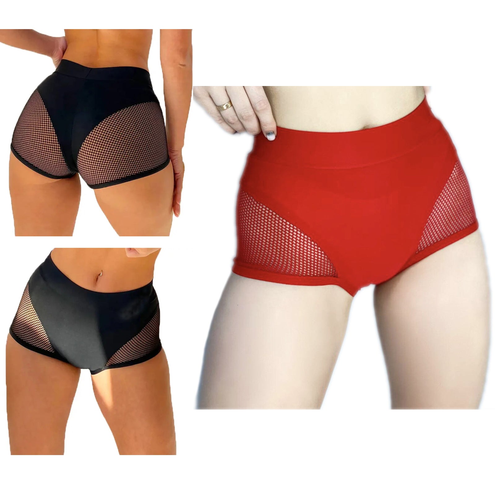 Women Girl Sports Fitness Workout Yoga Hollow Out Fishnet Push Up Booty Shorts Pole Dancing Costume Hot Pants Beachwear Clubwear - reetell