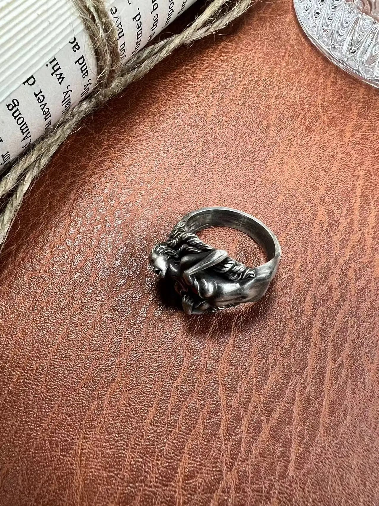 S925 silver personality adamand eve ring for men and women hip hop trendsetter ring occidental vintage all-match jewelry street