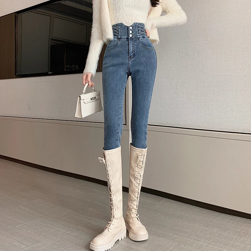 ZOENOVA Woman Jeans Vintage High Waist Women Skinny Pencil  Slim Stretch Denim Pants Tight Trousers 2023 Pant Y2K Korean Fashion - reetell