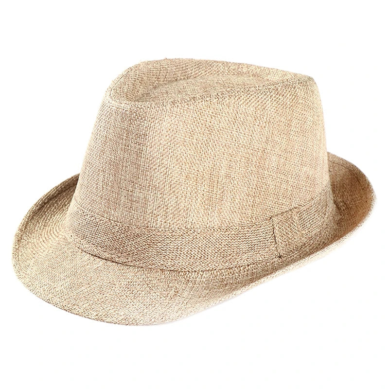 Men Women Fashion Jazz Hat Breathable Linen Cowboy Caps Straw Weave Sun Hats Summer Retro Chapeau Fedoras 1920s Classic Panama