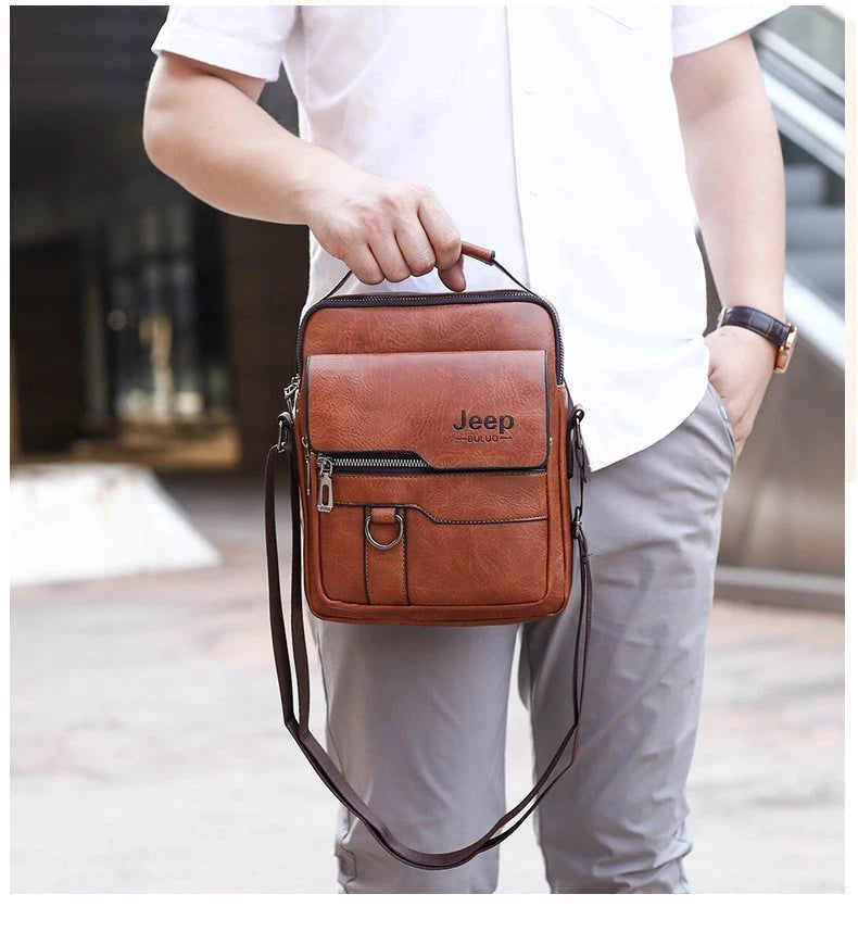 JEEP BULUO Crossbody Messenger Bags Business Casual Handbag Brand Shoulder New High Quality Leather For Men Business Casual Fash