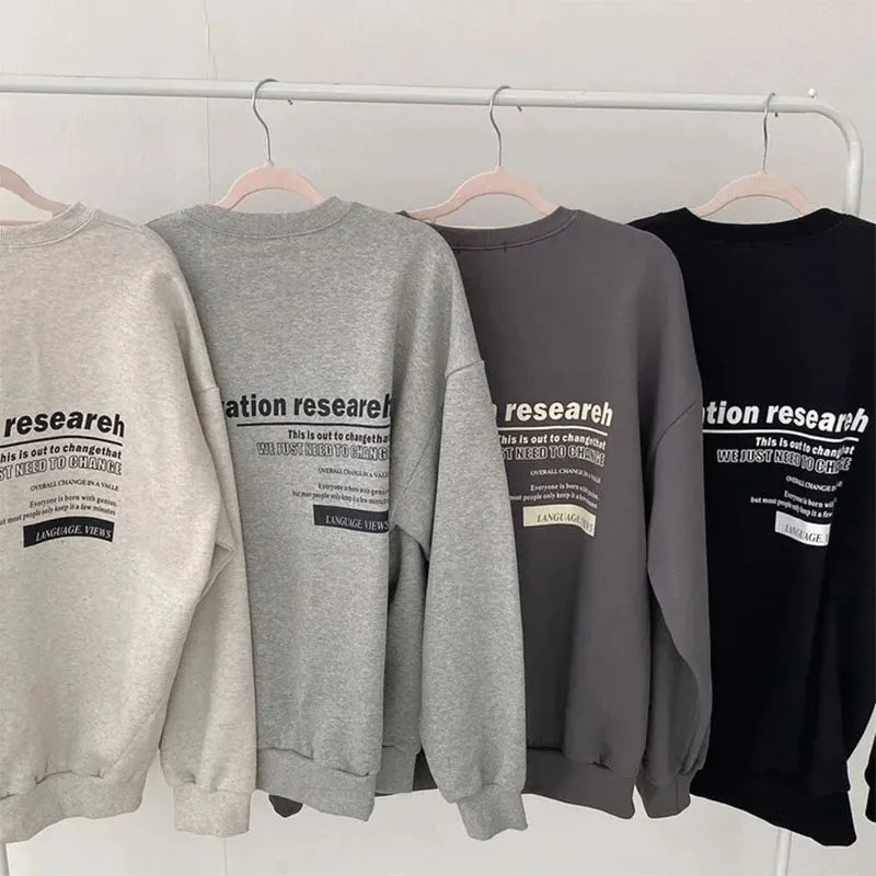 2024 Spring Autumn Women Sweatshirts Long Sleeve Oversized Hoodies Casual Letter Print Loose Pullovers Tops Harajuku Streetwear - reetell