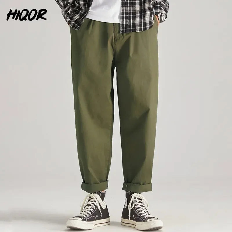 HIQOR Brand Japanese Cargo Trousers for Men New Men's Black Casual ArmyGreen Pants Trousers Men's Jumpsuit Male Oversize Pants - reetell