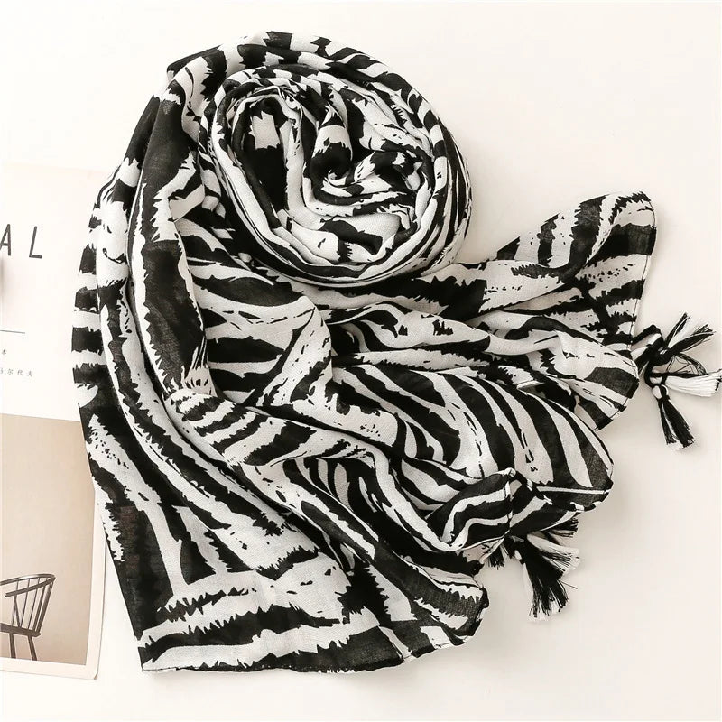 NEW Women's Scarf Zebra Pattern Print Scarves Spring Autumn Stripe Shawl And Wraps For Lady Muffler Hijab 180*90cm - reetell