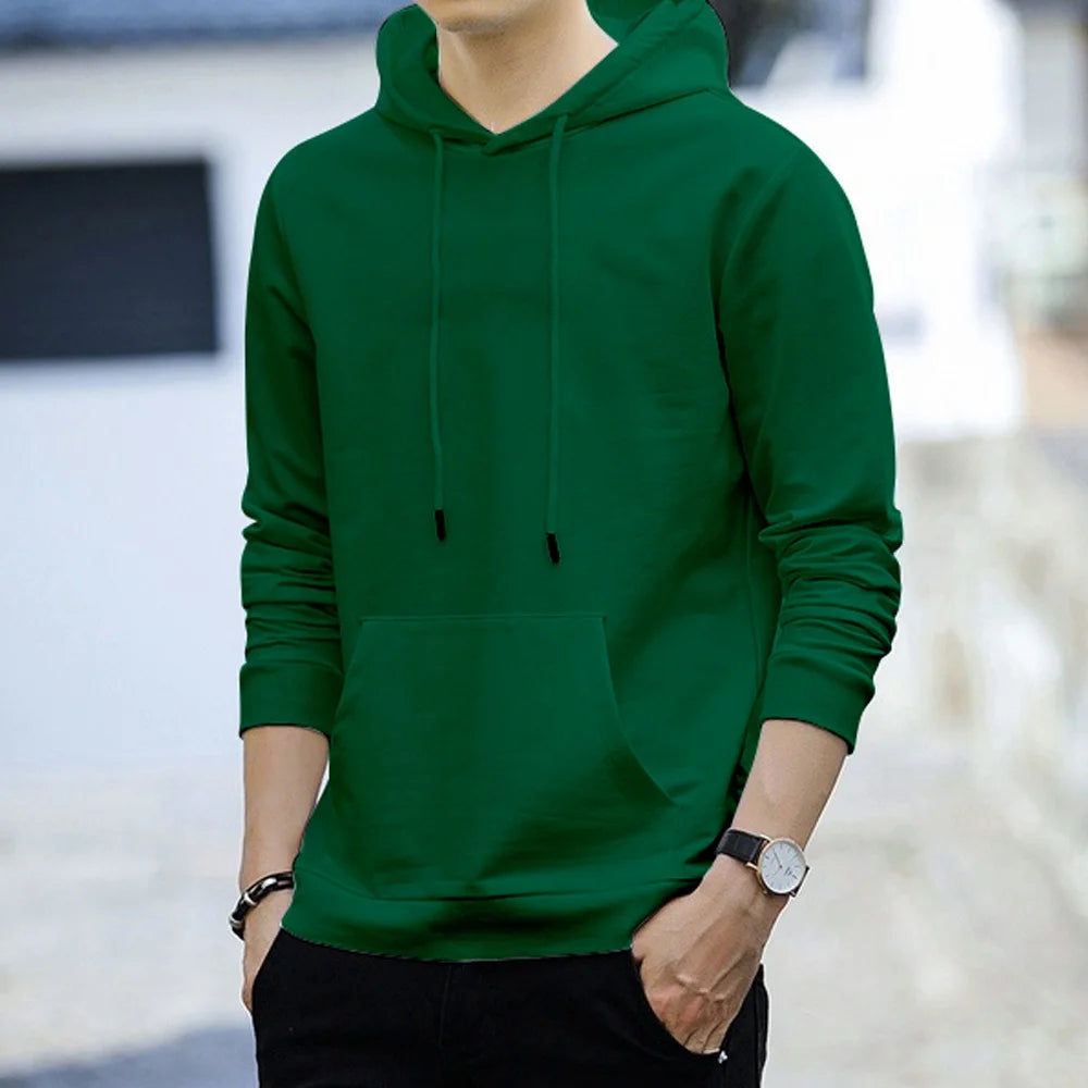 Autumn Men Hoodies Harajuku Korean Version Loose Sweatshirts Solid Color Long Sleeve Pullover Hooded Sweatshirt New Clothes Tops - reetell