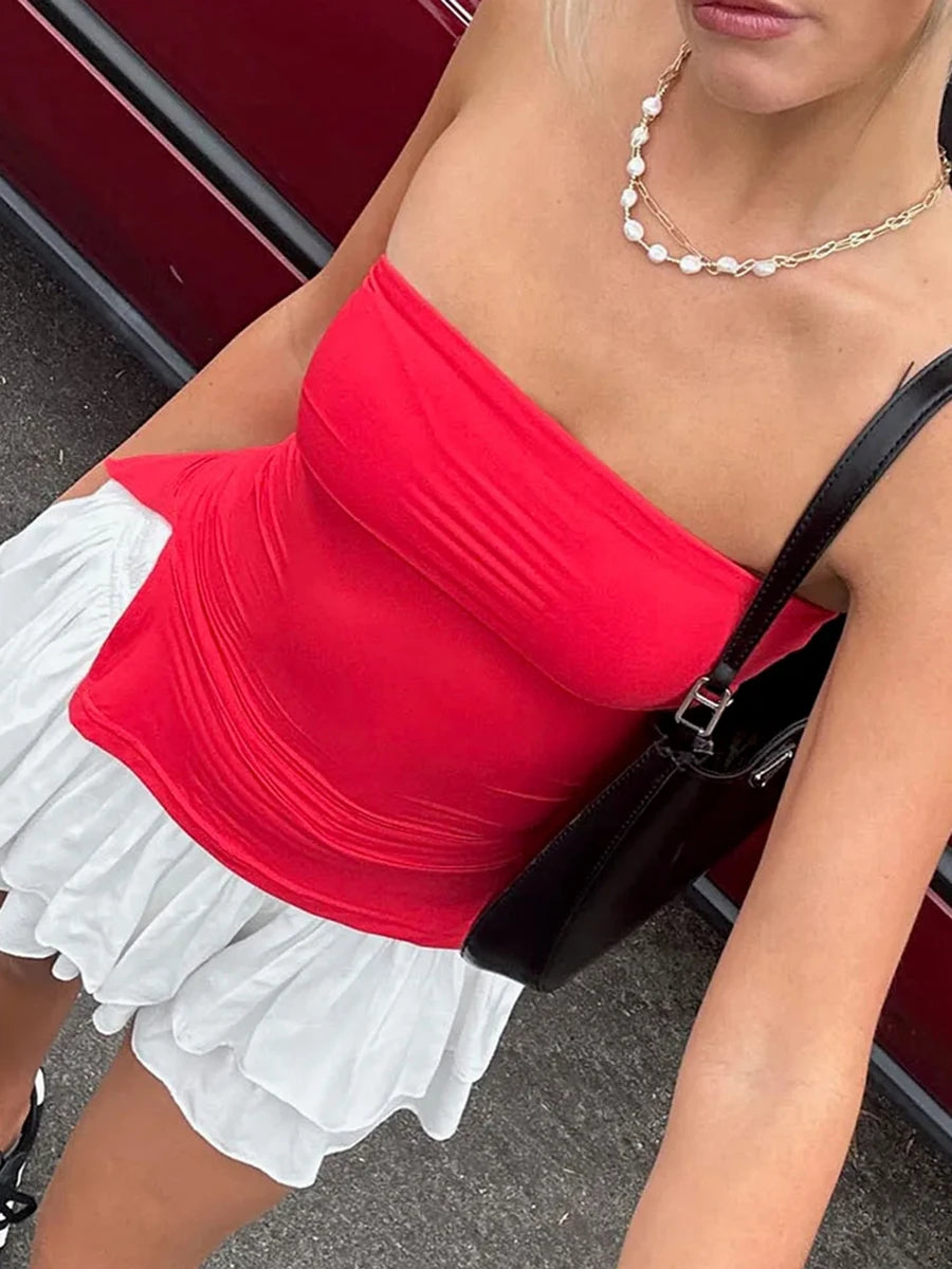 Women's Y2K Clean Fit Retro Tube Tops Solid Color Slit Strapless Tank Tops Summer Backless Bandeau Tee Streetwear - reetell