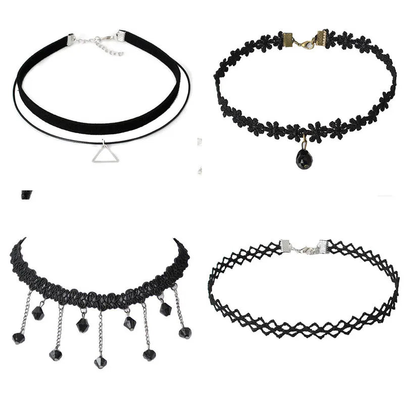 Chokers for Parties Beads Bow Flowers Circular Crown Pearl Tassels Gothic Sexy Lacy Lace Women Necklaces Neck Jewelry Girl Gift