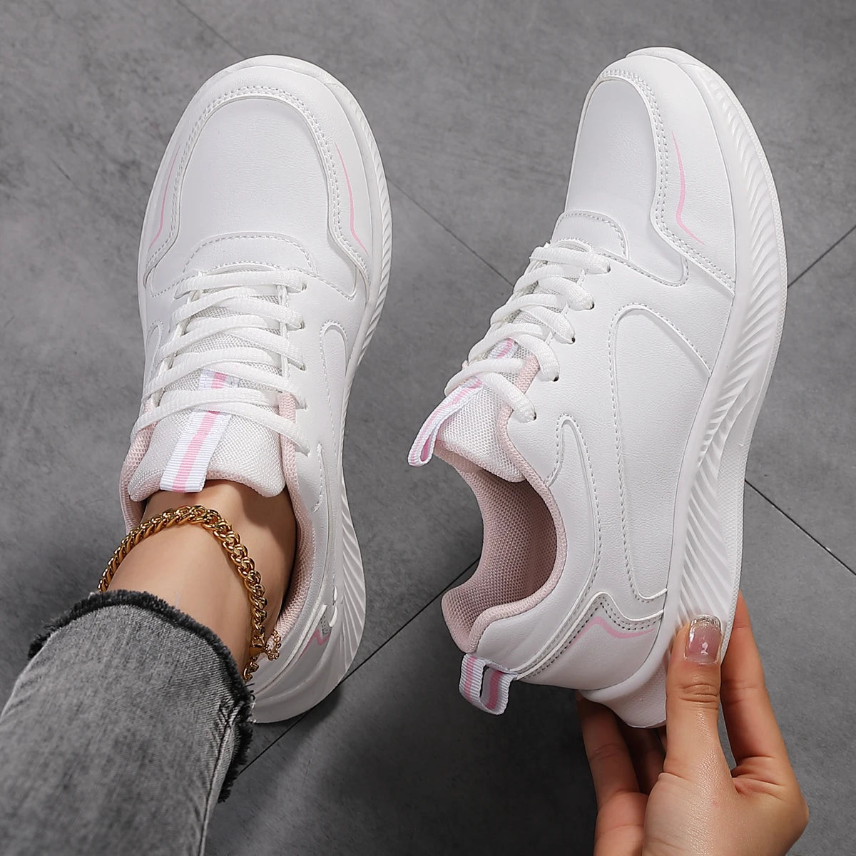 2024 Woman Tennis Sneakers Fashion New Comfort Sports Board Shoes Casual Shoes Female Spring Summer Ladies Female Women Shoe PU - reetell