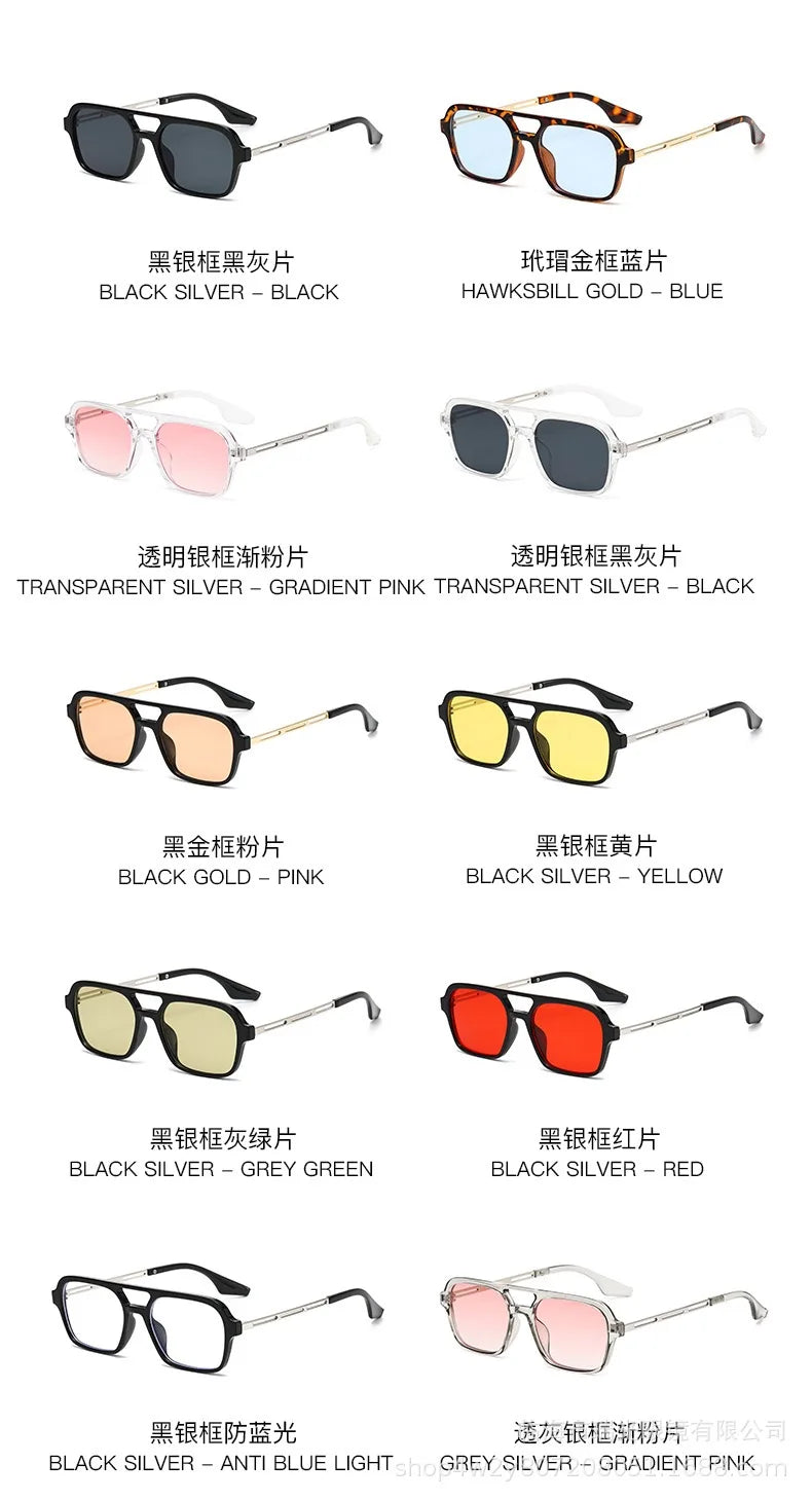 Retro Aviator Sunglasses for Women Men,Trendy Rectangle Womens Mens Shades Sun Glasses - reetell