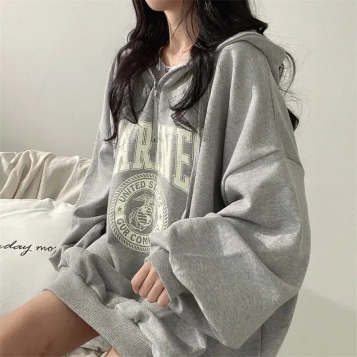 Women's Loose Hoodies Sweatshirts Spring Autumn New Long Sleeve Solid Plus Size Pullovers Tops Casual Fashion Trend Clothing - reetell