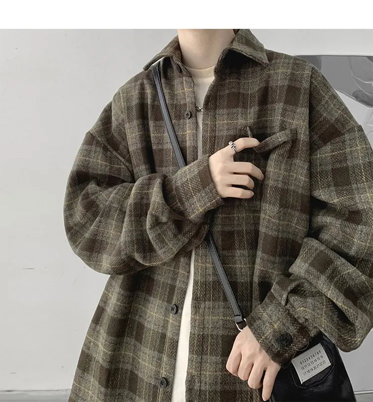 LAPPSTER-Youth  Long Sleeve Winter Y2k Streetwear Fleece Shirts Flannel Harajuku Plaid Shirt Vintage Korean Fashions Clothes