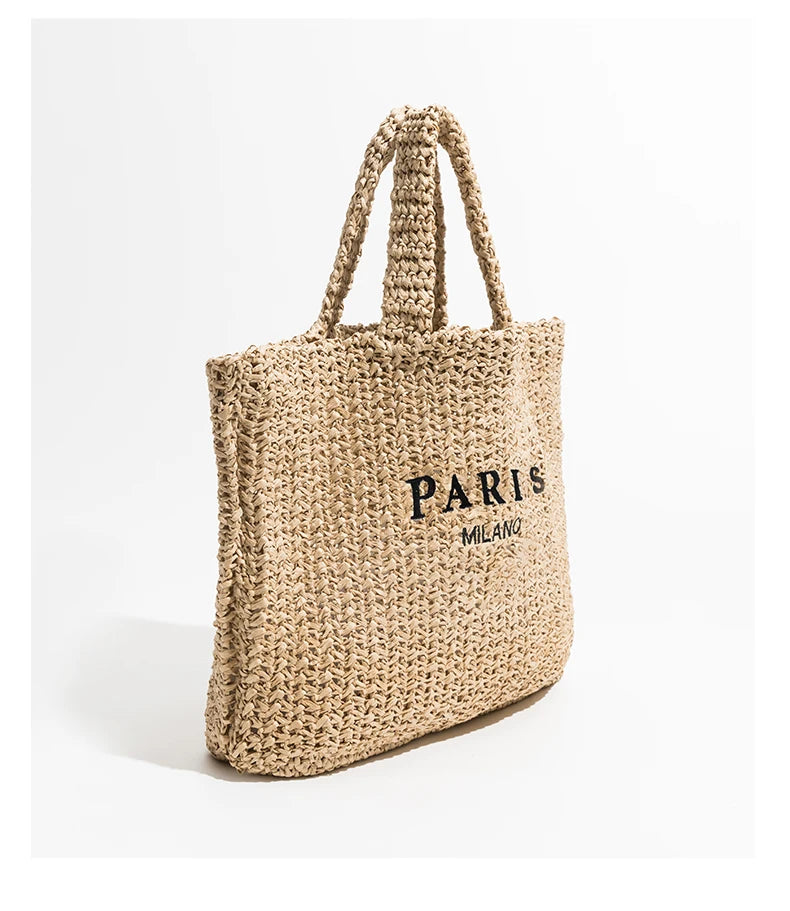 Fashion Large Capacity Straw Tote Bag Designer Letters Women Handbags Handamde Woven Summer Beach Bag Casual Bali Big Purse 2024