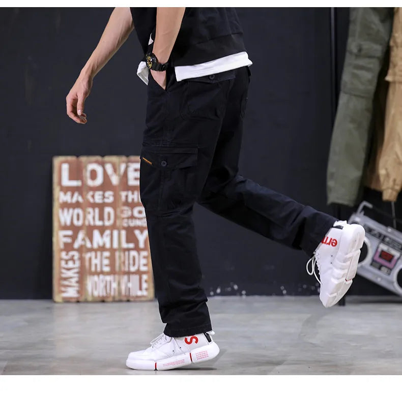 KSTUN 2024 Autumn Cargo Pants Multi-pockets Straight Cut 100% Cotton Overalls Outdoor Man Trousers Tactical Casual Pants