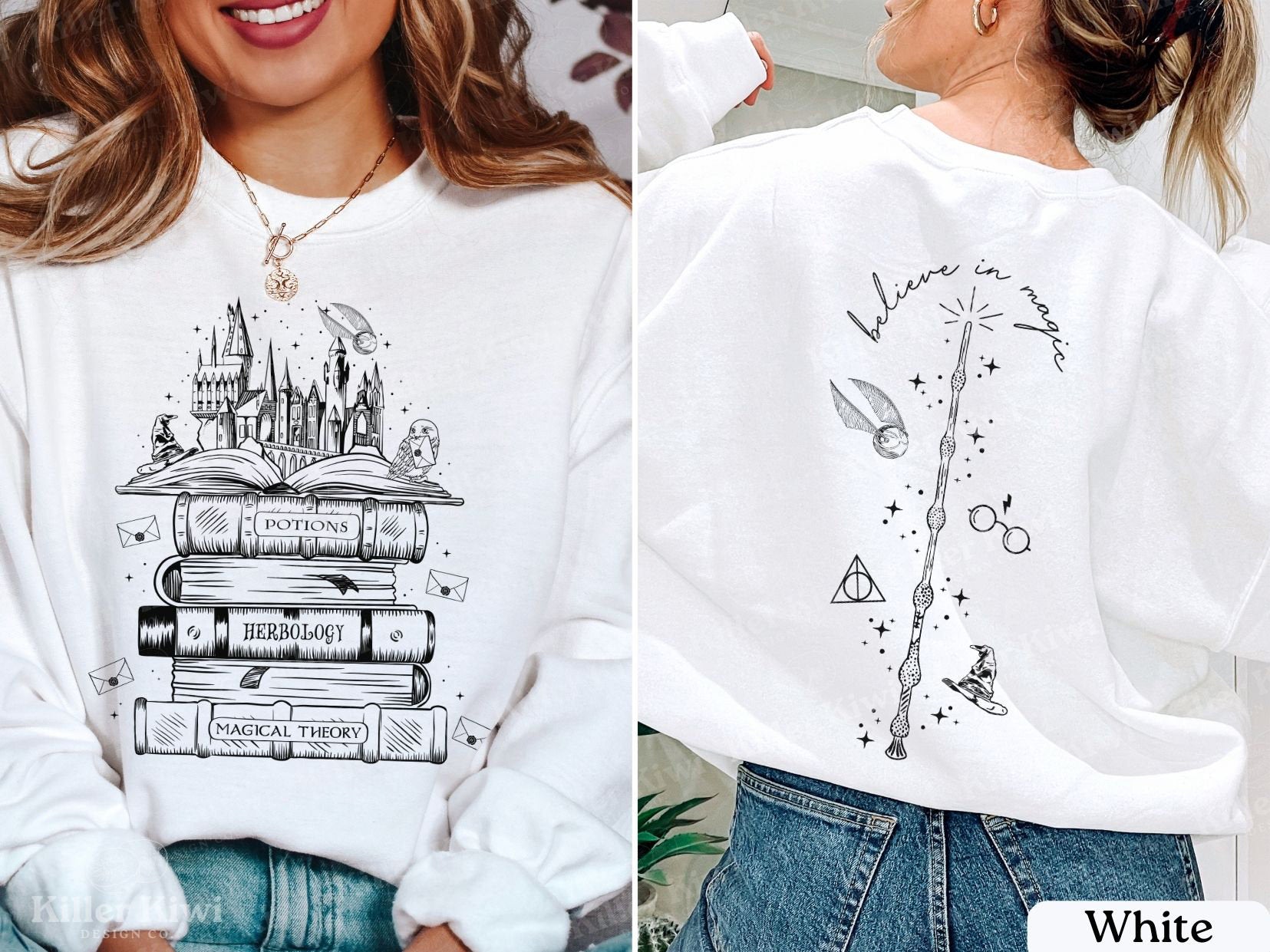 Vintage Magic Tome Castle Magic Stick Print Women Sweatshirt 2024 New Voguish Vintage Cotton Female Sweater Stylish Girl Tops - reetell