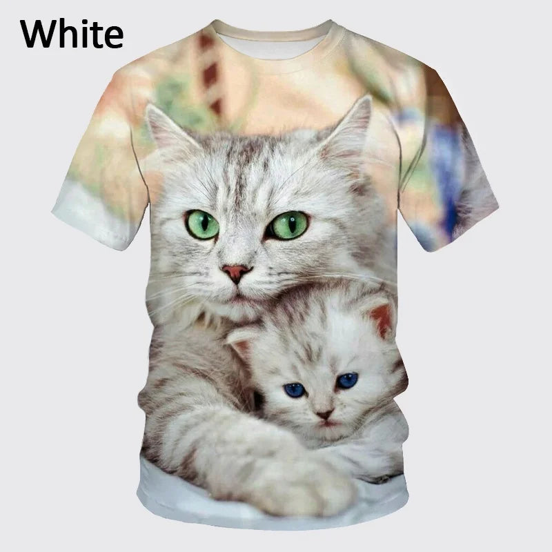 Fashion Design New Cool T-shirt for Men and Women 3D Printing Cute Cat Short-sleeved Top T-shirt Men's Casual Top T-shirt XS-5XL - reetell