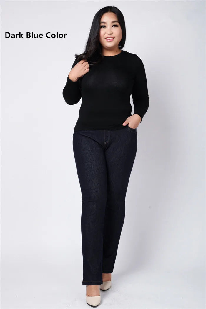 High Waisted Slim Fit Jeans Female Stretched Plus Size 150KG 6XL 7XL 8XL 9XL 5XL Lady150KG Denim Pants Oversized Women Trousers - reetell