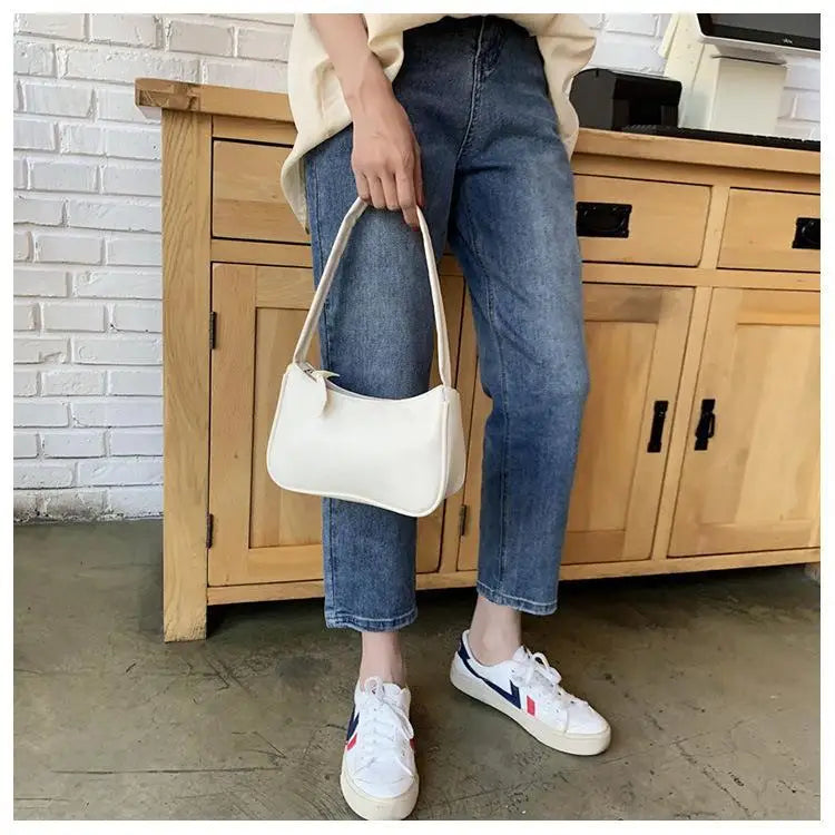 Handle Bag Women Retro Handbag PU Leather Shoulder Totes Underarm Vintage Top Handle Bag Female Small Subaxillary Bags Clutch - reetell