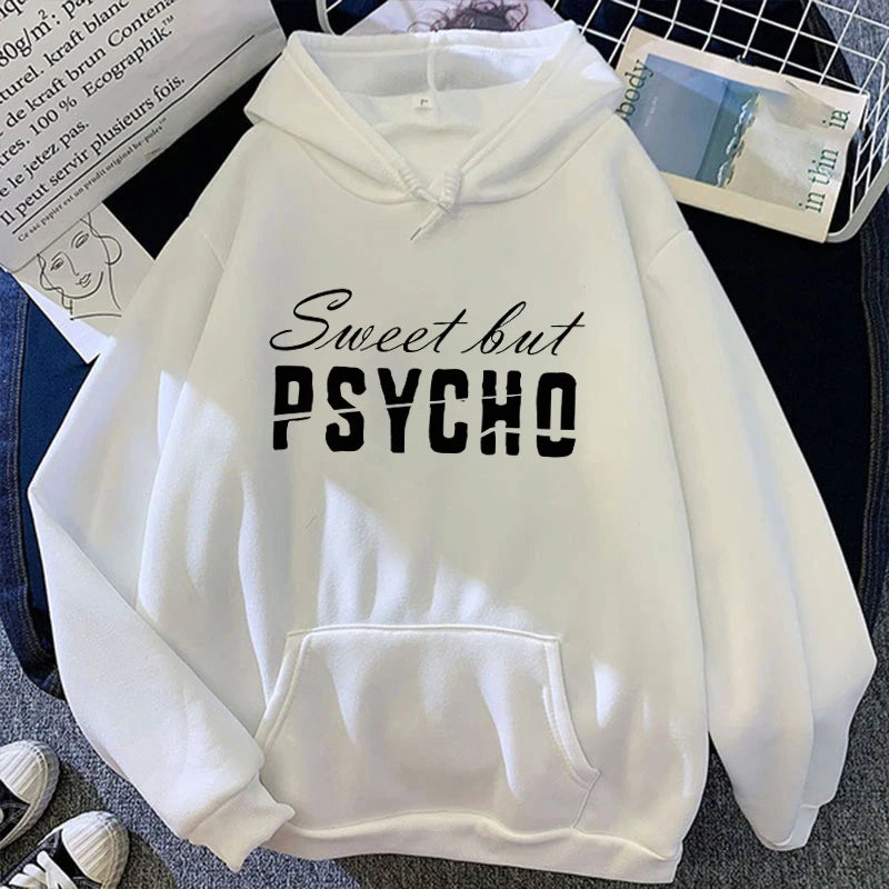 Sweet But Psycho Printed Long Sleeve Pullover Hoodies For Women And Men Couple Casual Sweatshirts Autumn Winter Plus Size Hoodie - reetell