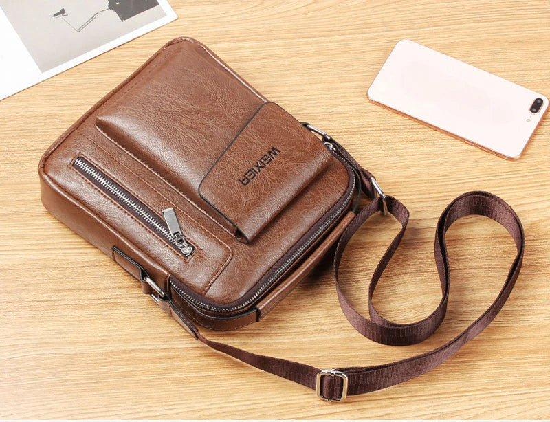 Casual Men Shoulder Bag Vintage Crossbody Bags Male Bag PU Leather Handbag Capacity Men Messenger Bags Tote Bag