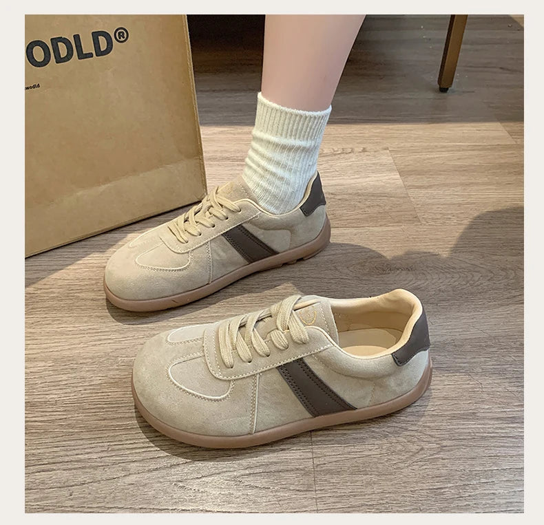 CRLAYDK 2024 Winter New Sneakers for Women Suede Fashion Sport Flat Shoes Maillard Wide Toe Casual Walking Comfortable Tennis