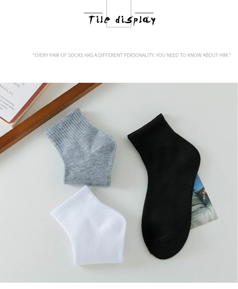 4/5/8/10/20 Pairs of MEN'S AND WOMEN'S Black Cotton Business Mid Length Soft and Warm Autumn/winter Solid Color Casual Socks