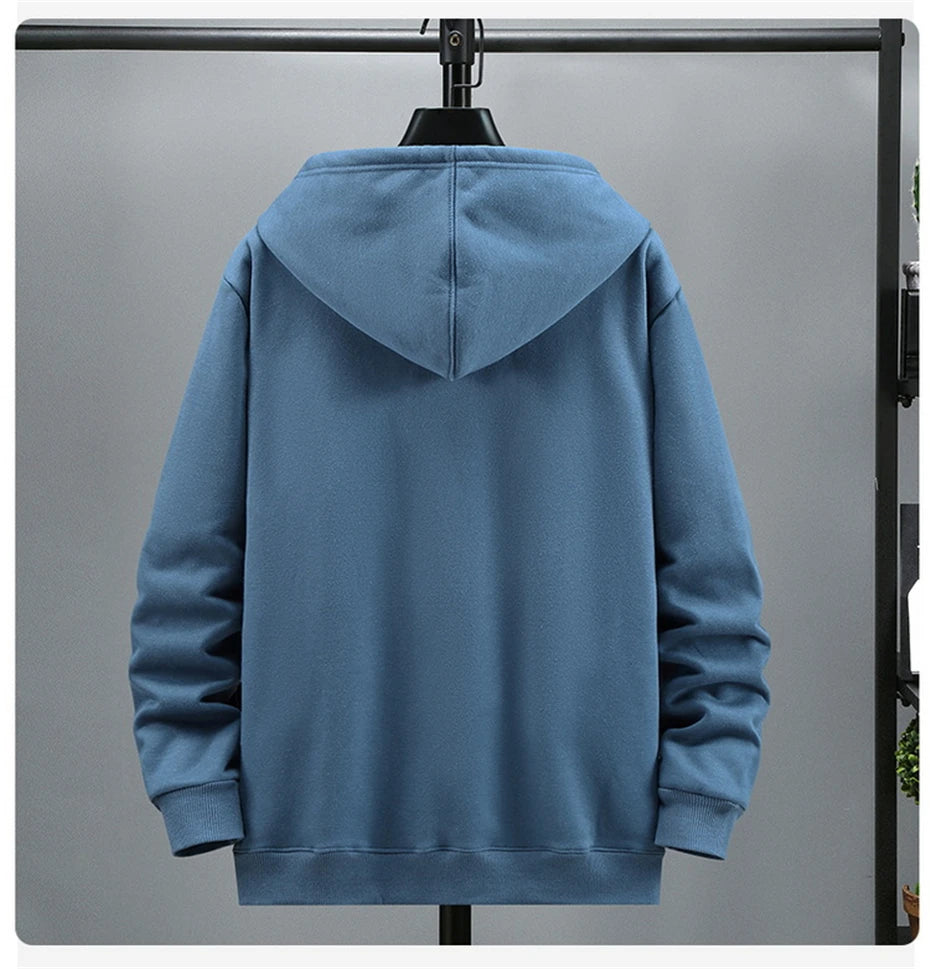 Plus Size 10XL 12XL Hoodie Men Autumn Winter Fleece Hoodies Solid Color Jacket Hoodies Big Size 12XL Blue Black Red Grey - reetell